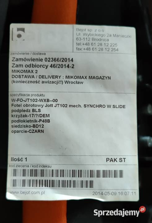 Fotel Bejot Jott 102 pomarańczowy czarny Wrocław