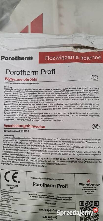 Porotherm Profi zaprawa do cieńkich spoin