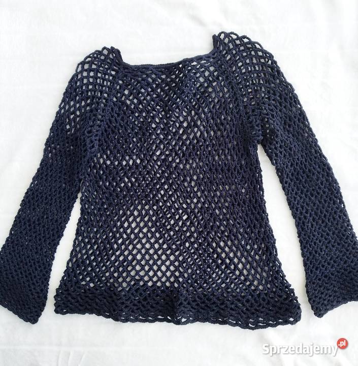 Młodzieżowy sweter z siateczki crochet robiony Inny wzór Piotrków Trybunalski