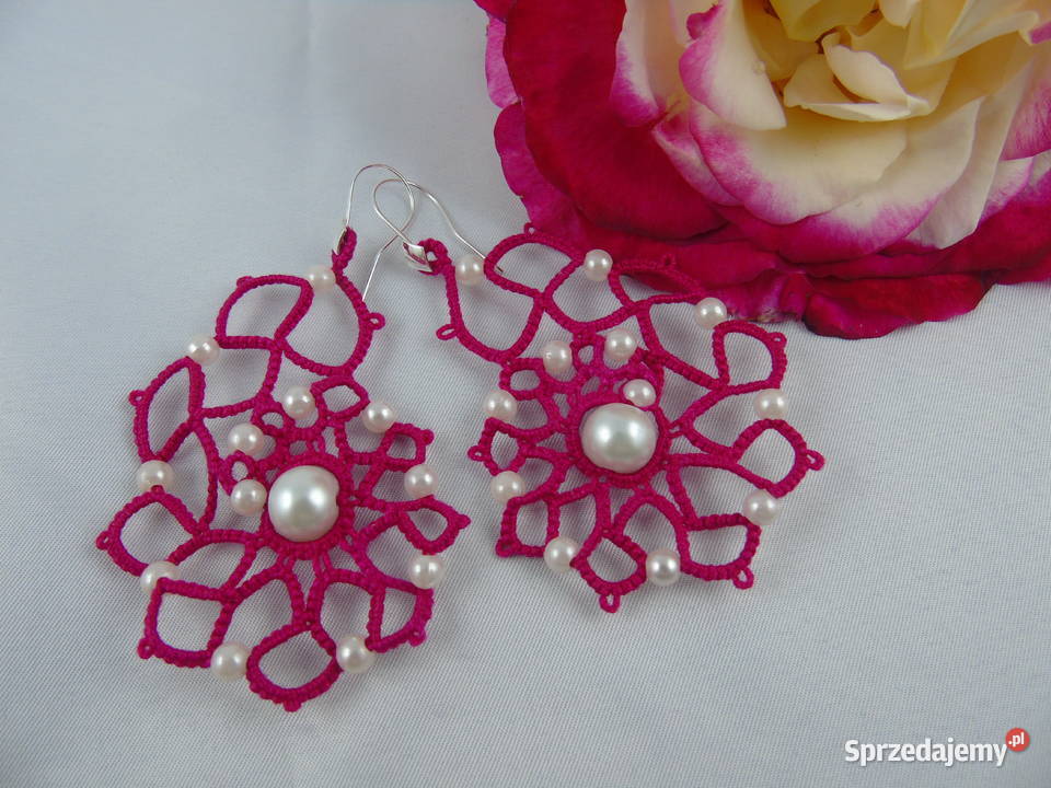 Kolczyki frywolitkowe Wiśniowa