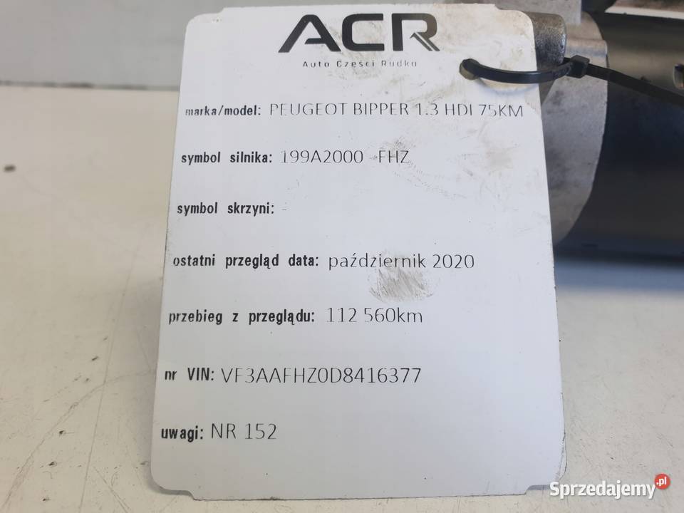 ROZRUSZNIK Peugeot Bipper 13 HDI ROZRUSZNIK FHZ Chełm