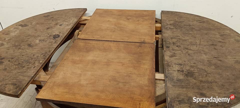 art deco stół fornir orzech okrągły rozkładany łódzkie