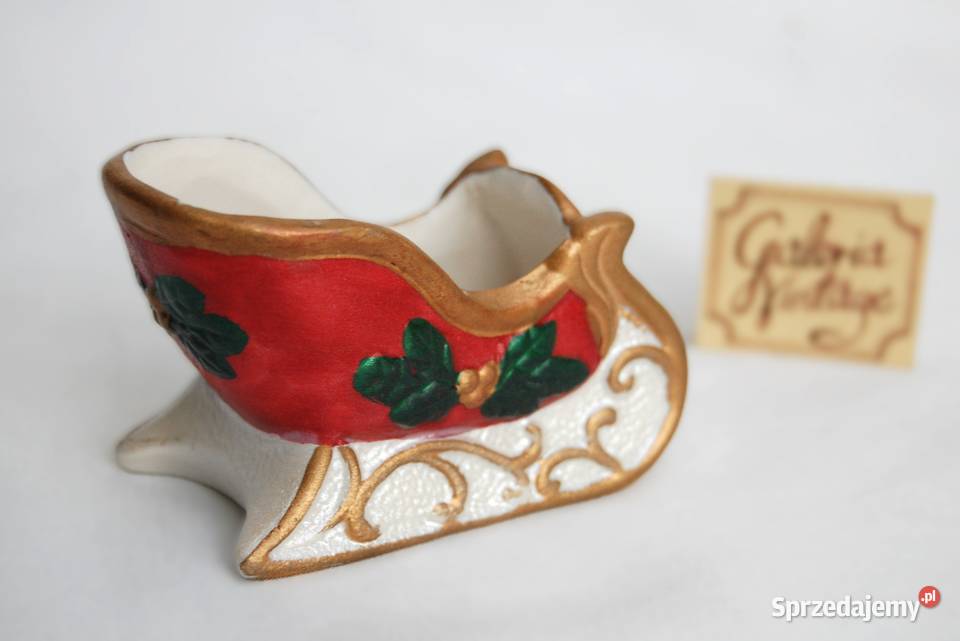 Sanie św Mikołaja ceramika sanki ozdoba lubelskie