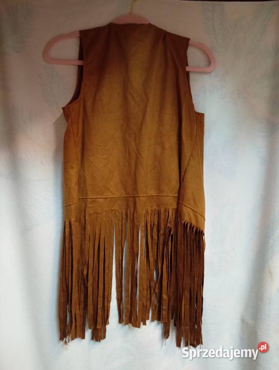 38M Brązowa kamizelka kowbojska z frędzlami Nowa Bluzki i koszule Odzież damska