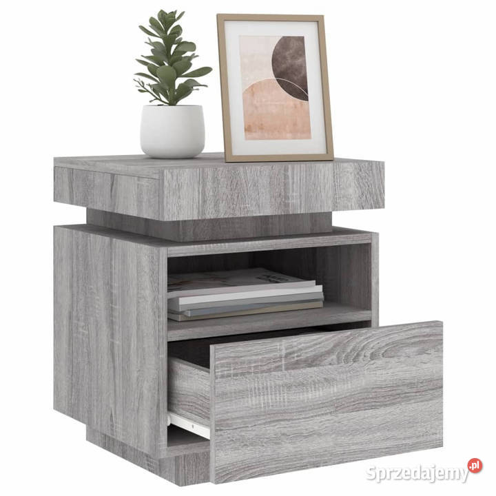 Szafki nocne z LED 2 szary dąb sonoma 40x39x485 Warszawa