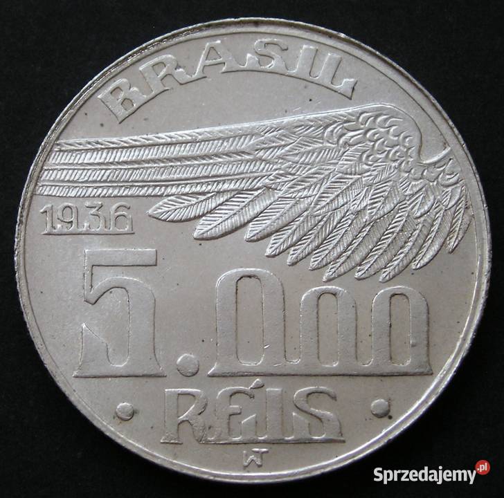 BRAZYLIA 5000 REIS 1936 SANTOS DUMONT SREBRO Numizmatyka łódzkie Łódź sprzedam