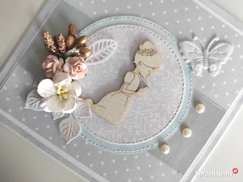 Kartka ręcznie robiona Komunia Święta handmade łódzkie Łódź sprzedam