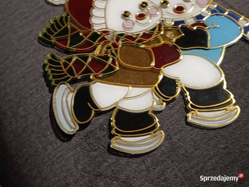 świąteczna ozdoba na okno dwa balwanki