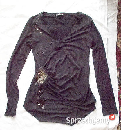 czarna bluzka długi rękaw elastyczna bluzka Opole
