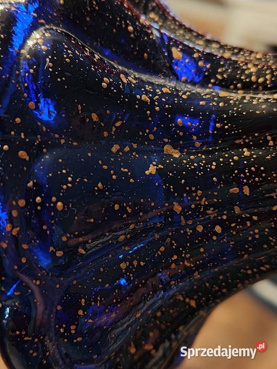 Świeczniki szkło Vintage kobaltowe Legnica