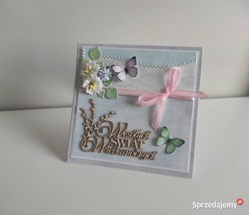 Kartka ręcznie robiona wielkanocna handmade 2 Łódź