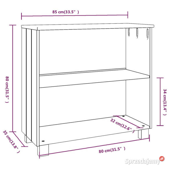 Szafka HAMAR jasnoszara 85x35x80 drewno sosnowe Warszawa