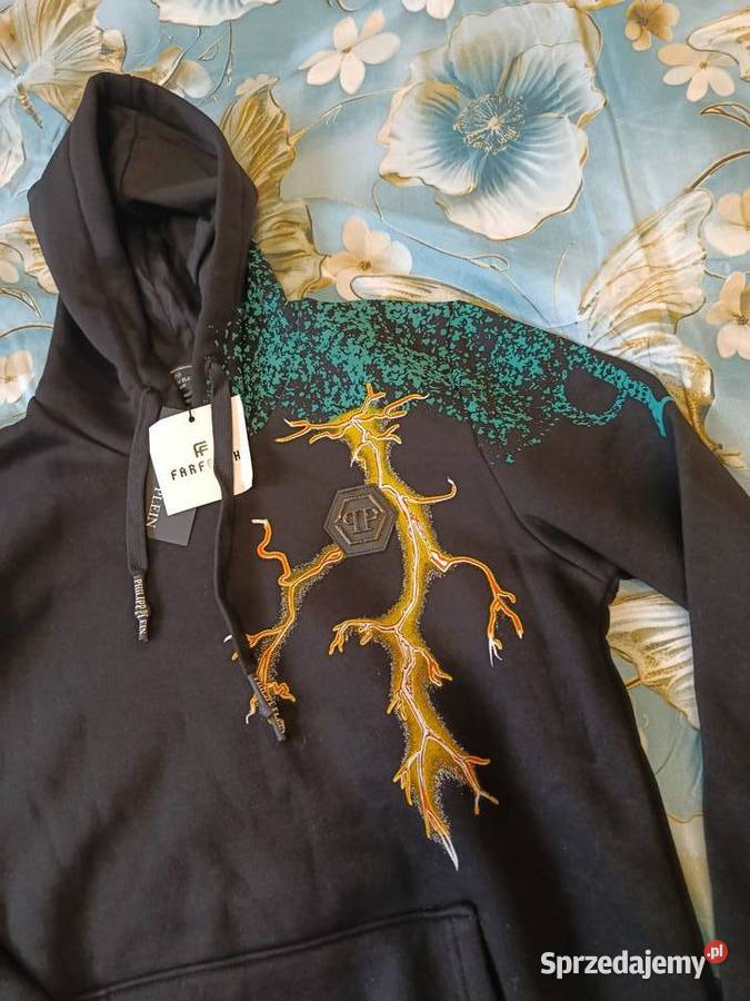 Bluza bawełniana z kapturem Philipp Plein czarna czarny sprzedam