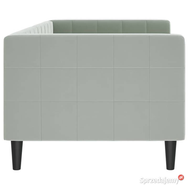 Sofa z funkcją spania jasnoszara obita aksamitem