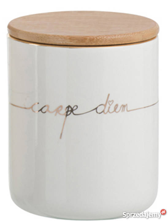 Pojemniki kuchenne porcelanowe 3 złoty napis Kanie