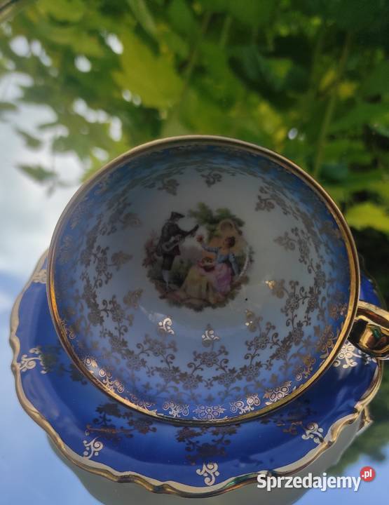 Urocza kolekcjonerska filiżanka ze spodkiem łódzkie Pabianice