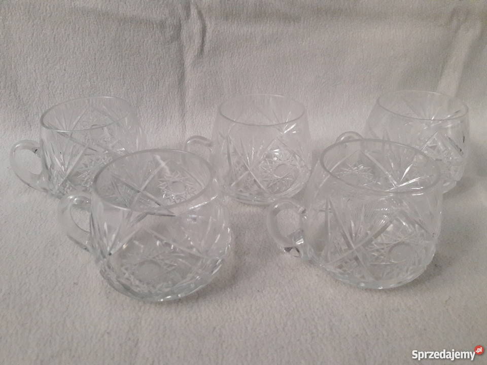 STARE FILIŻANKI gruby kryształ 5 filiżanka PRL Gliwice