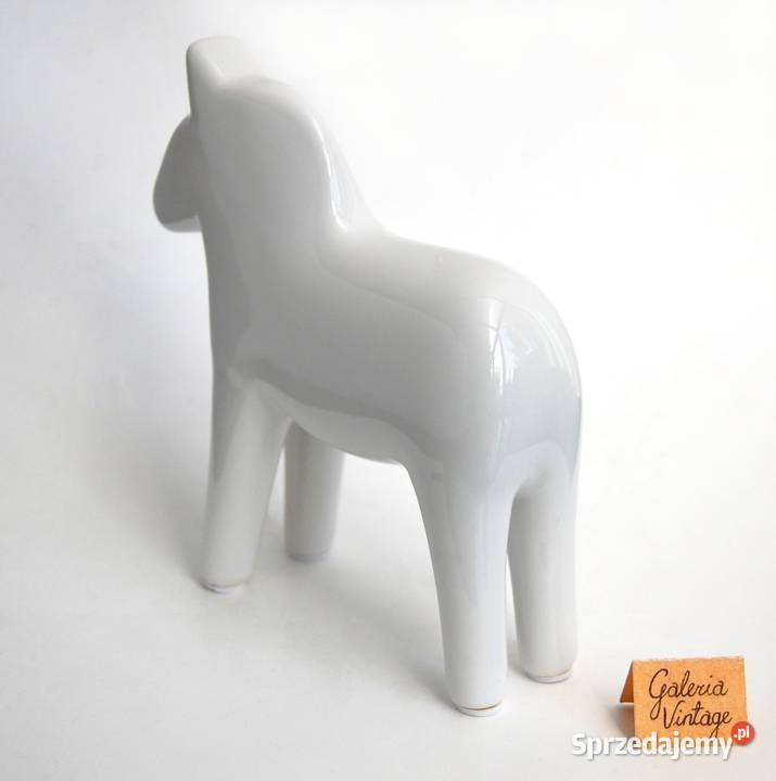 Koń szwedzki porcelana biały konik figurka biały Figurki i rzeźby