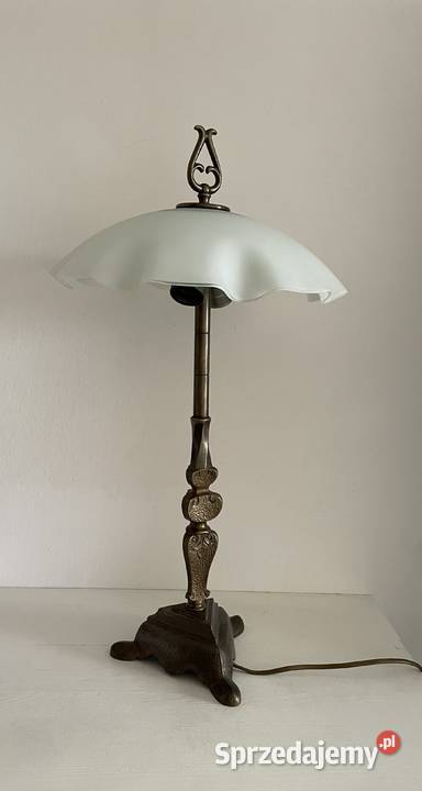 Stara lampa biurkowa stołowa mosiężna