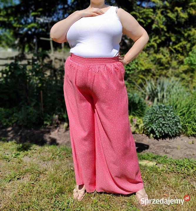 Nowe szerokie spodnie HM 42 XL 44 XXL różowe sprzedam