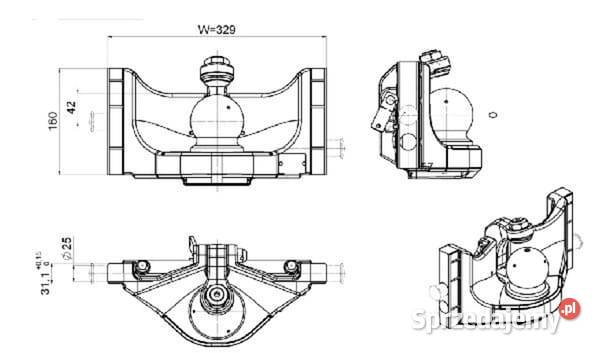 Zaczep transportowy kulowy K80 329 mm Kamionna