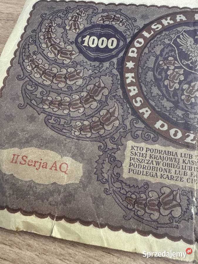 Banknot 1Banknot 1000 Marek Polskich 1919 Polska Gliwice