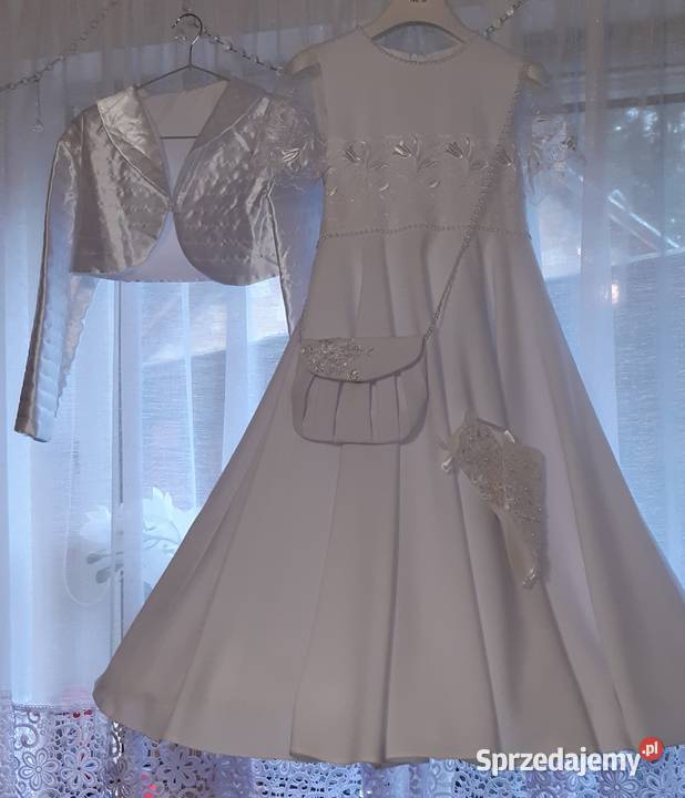 Sukienka komunijna 134140 bolerko torebka