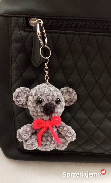 Miś koala wykonany na szydełku brelok zawieszka Antyki, Sztuka, Kolekcje Łask