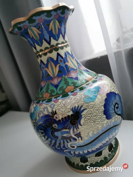 Chiński wazon cloisonn ze smokiem koniec XIX Rękodzieło