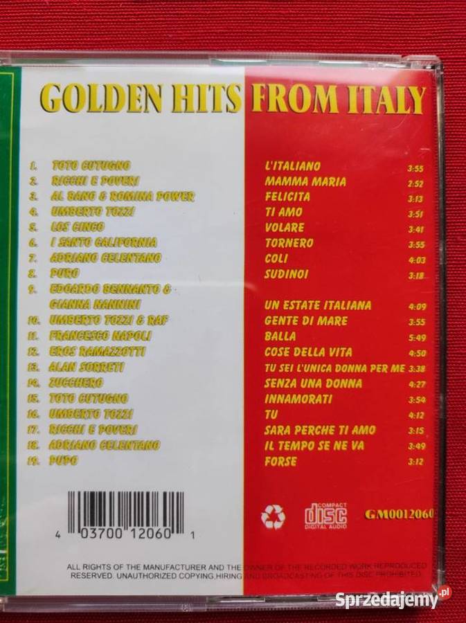 golden hits from italy włoska muzyka płyta cd Kultura i Rozrywka świętokrzyskie Kielce