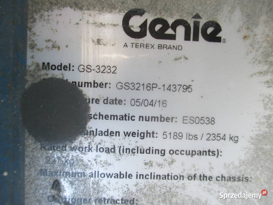 Podnośnik nożycowy zwyżka 12 m Genie GS3232 Pleszew