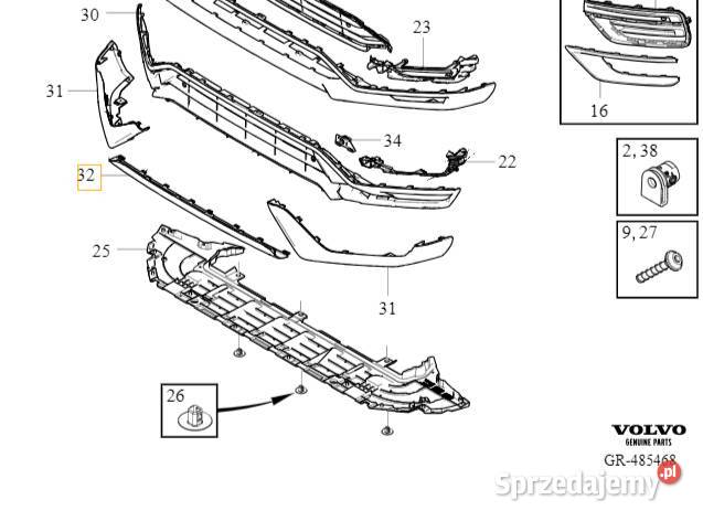 VOLVO XC90 II oryginalna srodkowa listwa Gadgety motoryzacyjne Bielany Wrocławskie sprzedam