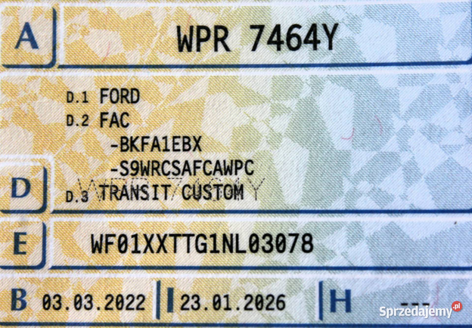 Ford Transit Custom Long 9osobowy SalonPL FV23 163000km Transit  Custom Sokołów