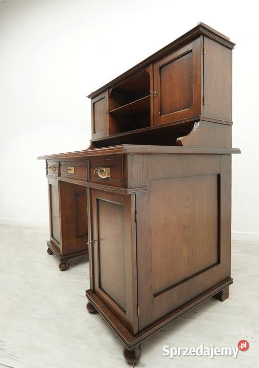 Zabytkowe secesyjne biurko z nadstawką renowacji Jerka