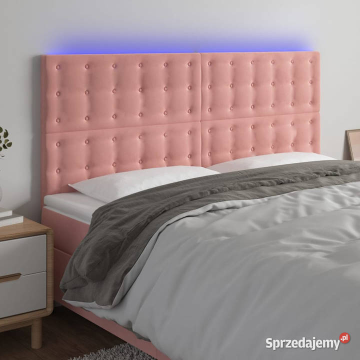 Zagłówek do łóżka z LED różowy 180x5x118128
