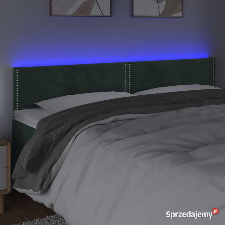 Zagłówek do łóżka z LED ciemnozielony 200x5x7888 Warszawa
