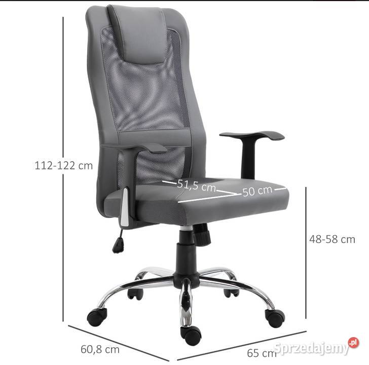 Fotel biurowy gamingowy ergonomiczny szary