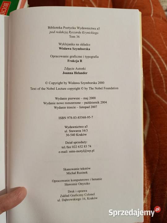 Wiersze wybrane Wisława Szymborska Poznań sprzedam