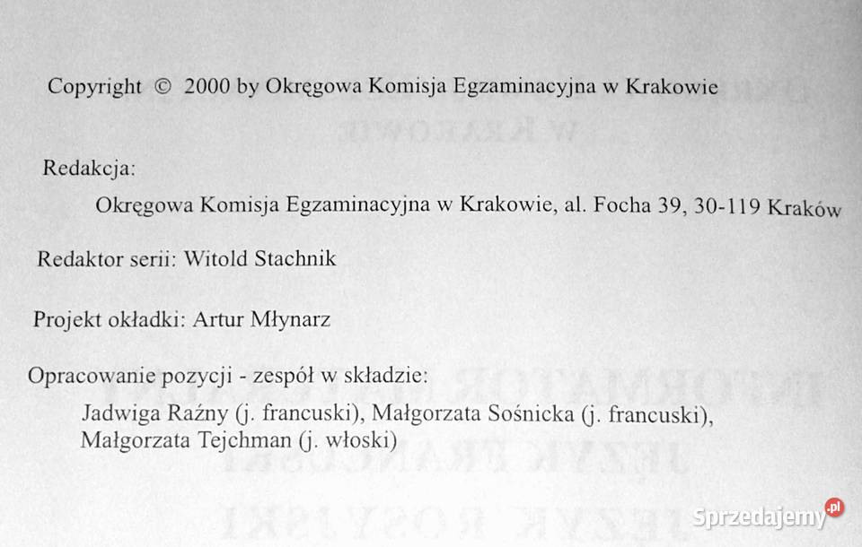 Informator maturalny 2000 Język francuski Chełm