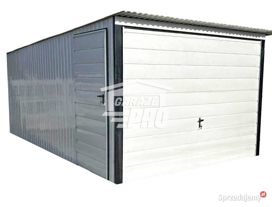 Garaż blaszany 3x5 brama uchylna - Biały Dach spad  GP275