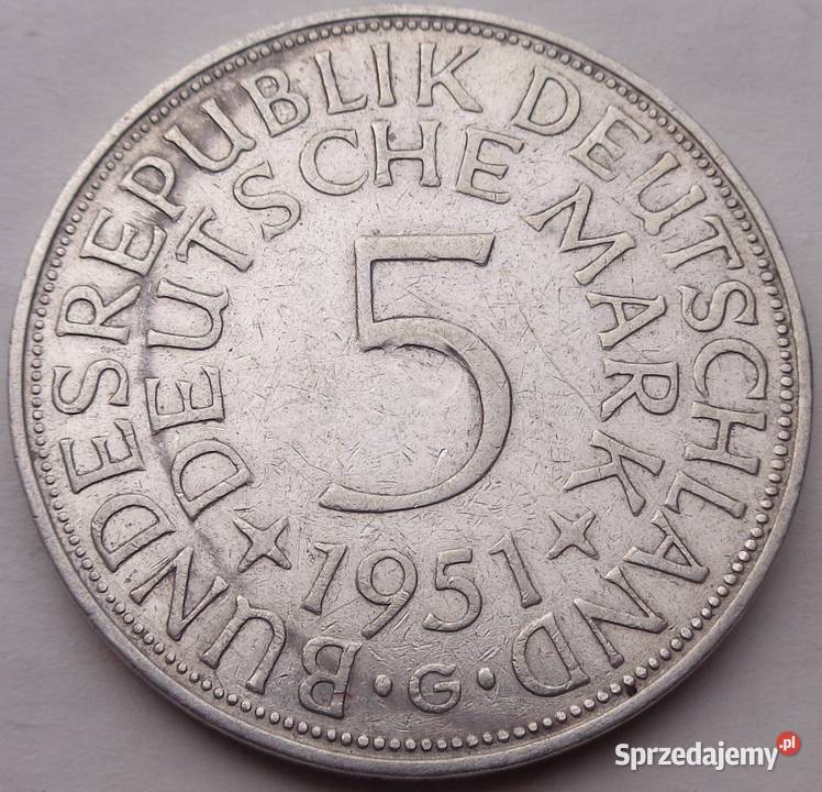 moneta Niemcy - 5 marek - 1951 G (K22)