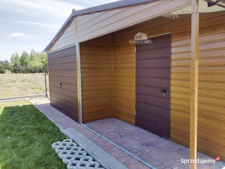 GARAŻ BLASZANY 6m x 6m DWUSPAD BRAMA DRZWI OKNO Łapanów