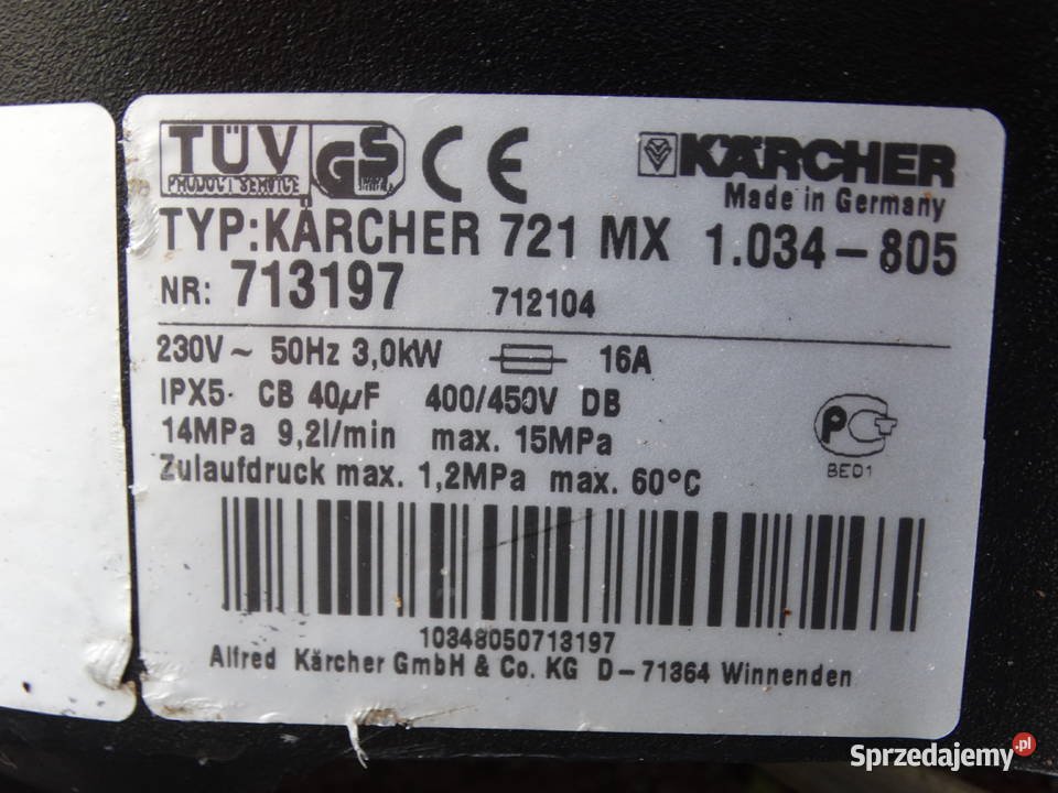 Myjka Ciśnieniowa Karcher 721 MX 720 MX mosiężna Radom
