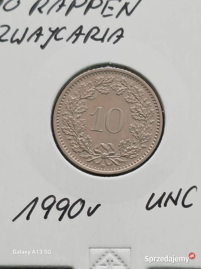 10 Rappen Szwajcaria 1990 r UNC wielkopolskie Konin