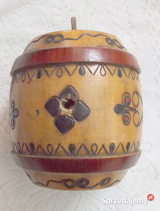 prl beczułka z drewna prl drewniana ozdoba mala Opole