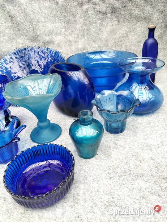 Szkło kobaltowe niebieskie zestaw kolekcja Leszno