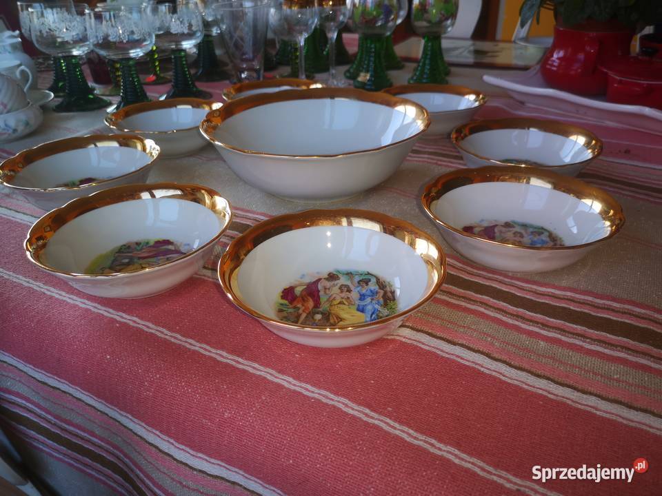 Salaterka i 8 miseczek ze scenką antyczną Gdańsk