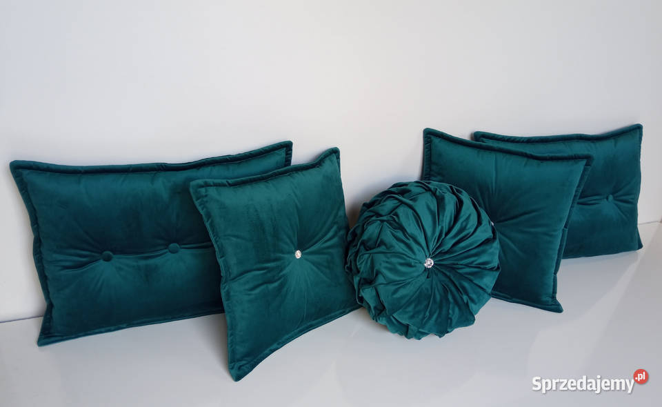 Zestaw poduszek velvet z kryształami swarovski odcienie zieleni Poznań