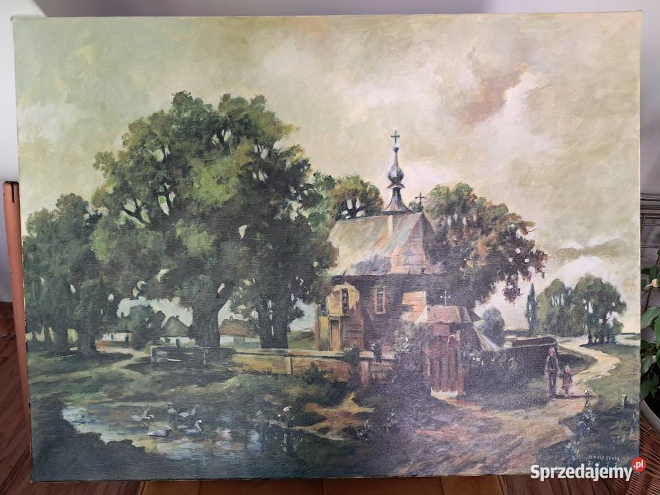 obraz olejny na płótnie 80x60 stary drewniany Malarstwo Sandomierz