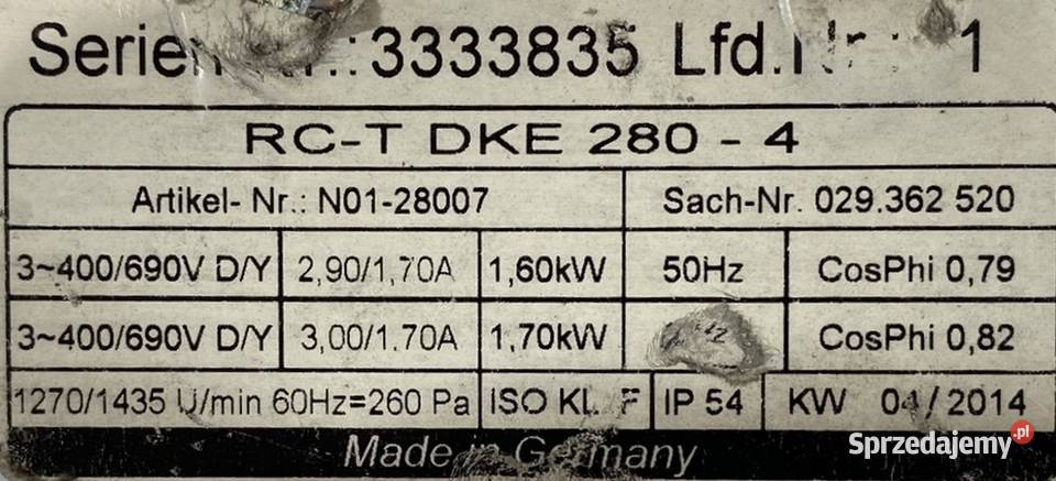 wentylator dmuchawa 16kW 1435obr 3fazowy Pigża